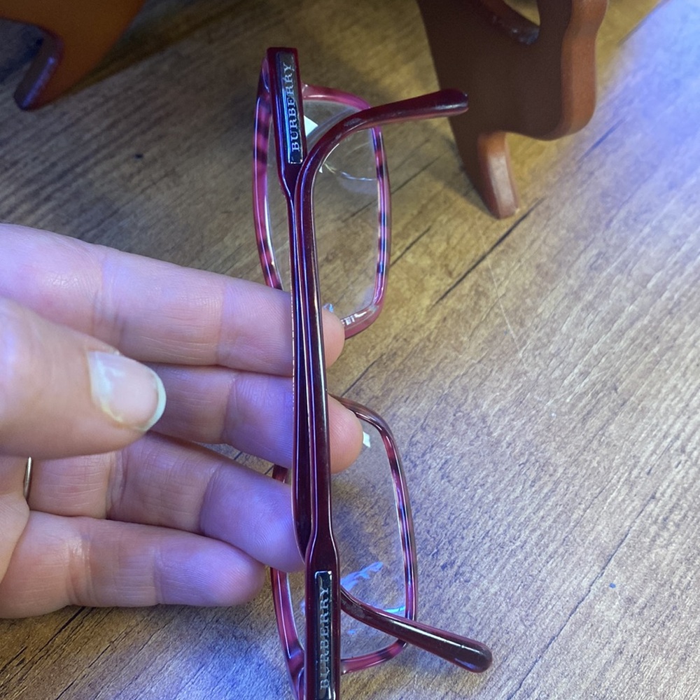 Burberry Rectangular Eyeglasses Red Clear Silver … - image 7